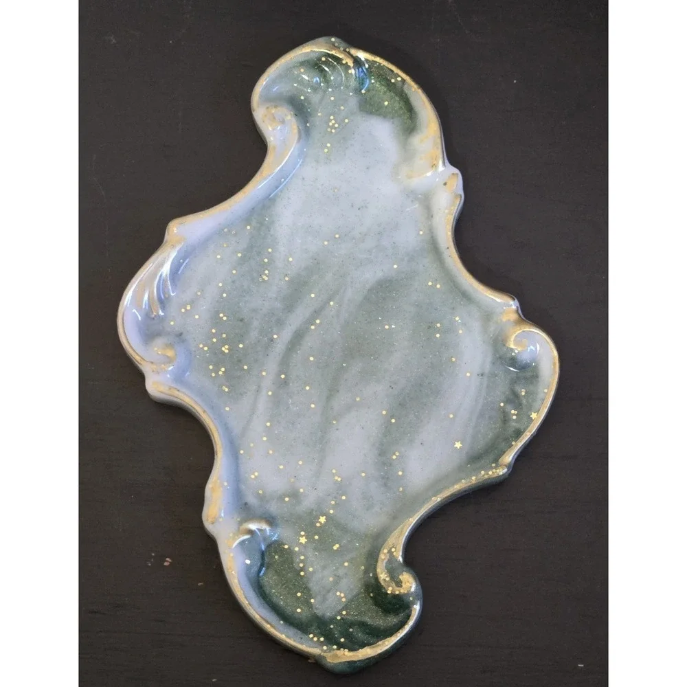 Antique Gold Trinket Tray  Baroque Resin Jewelry Trinket Dish‎ Handmade Decor